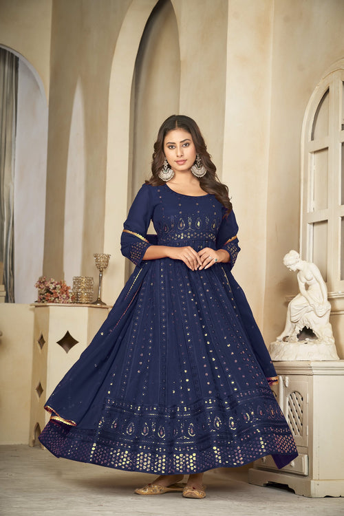 Blue Georgette Anarkali Suit