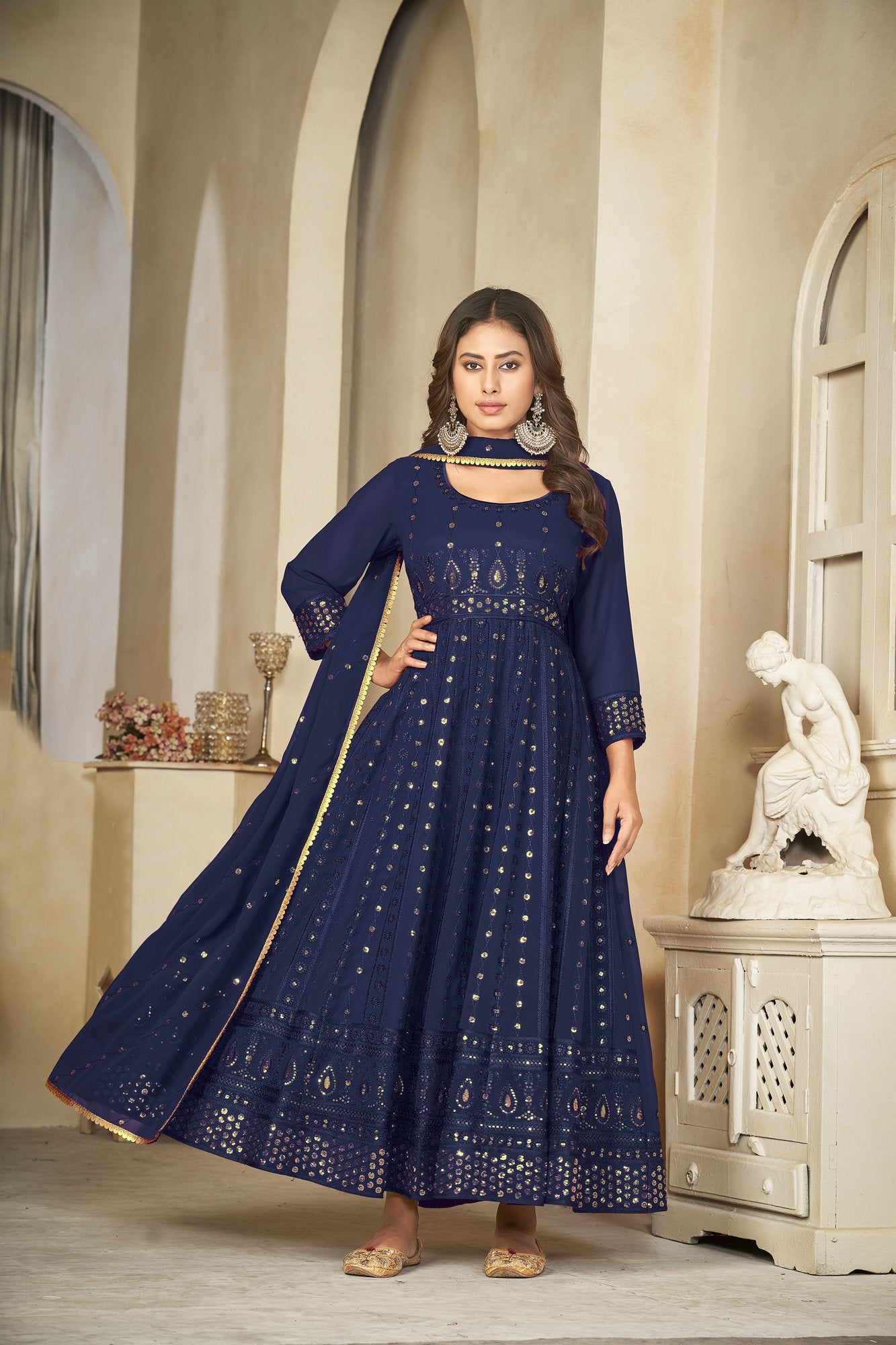 Blue Georgette Anarkali Suit