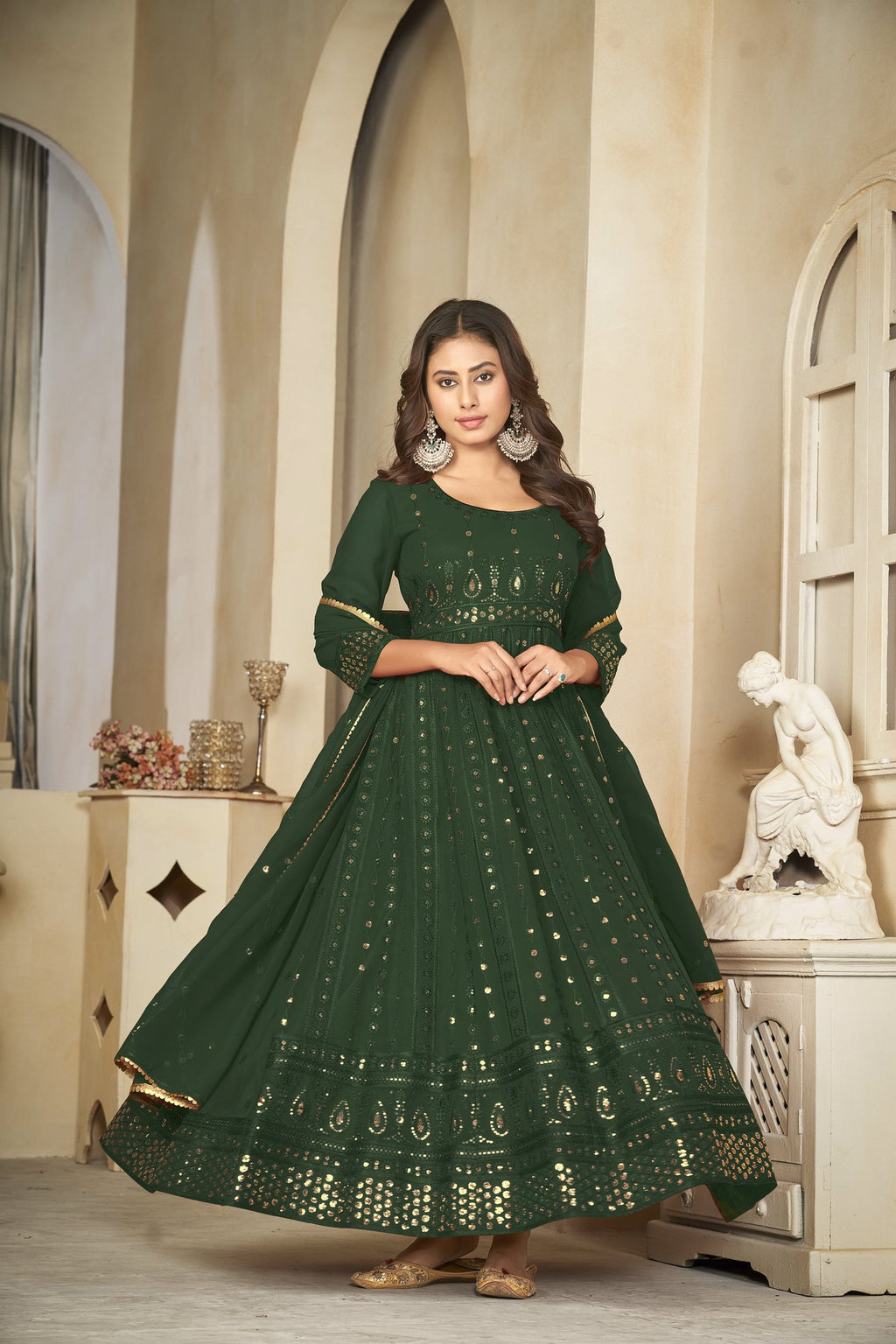 Green Georgette Anarkali Suit
