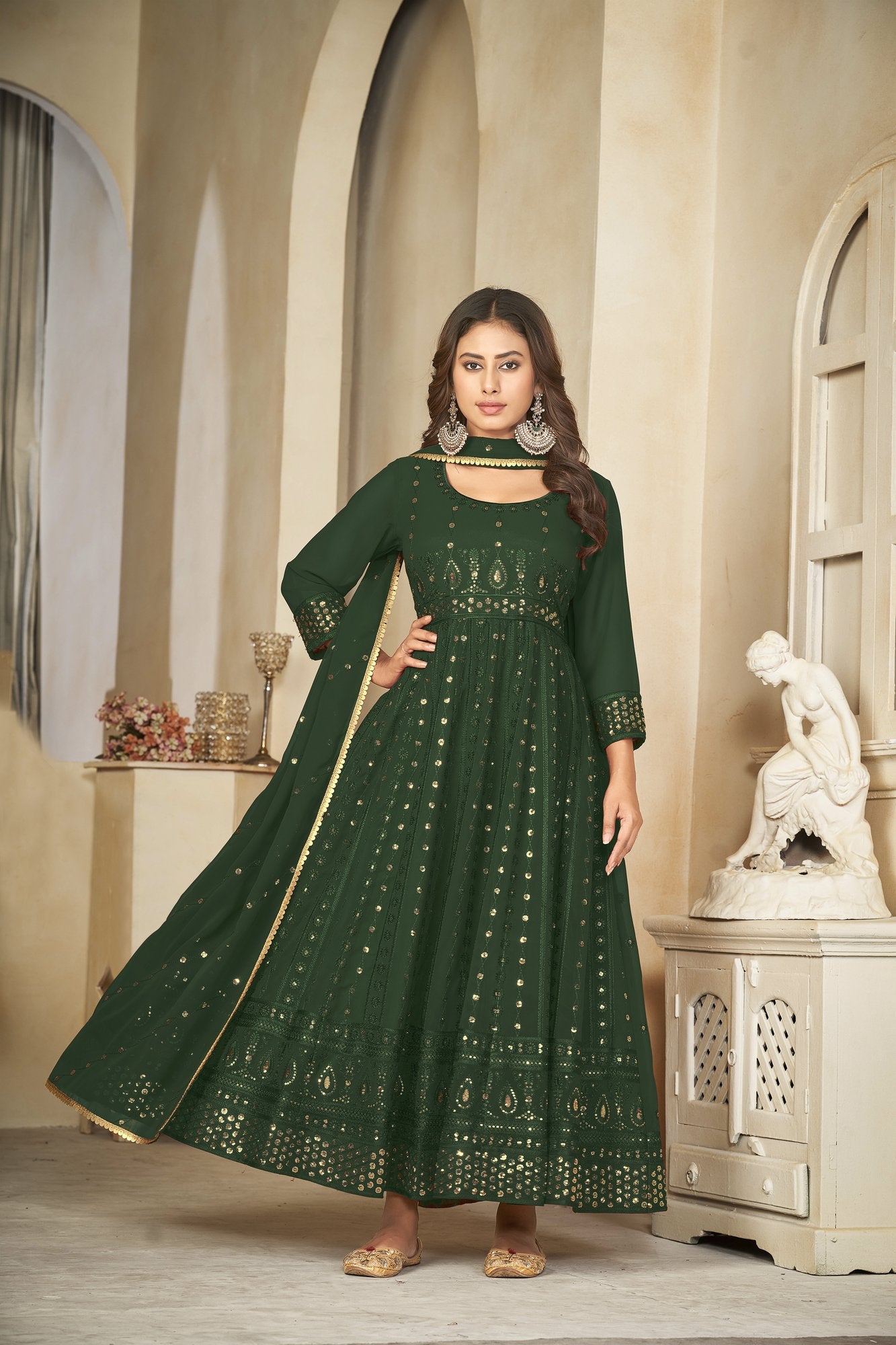 Green Georgette Anarkali Suit