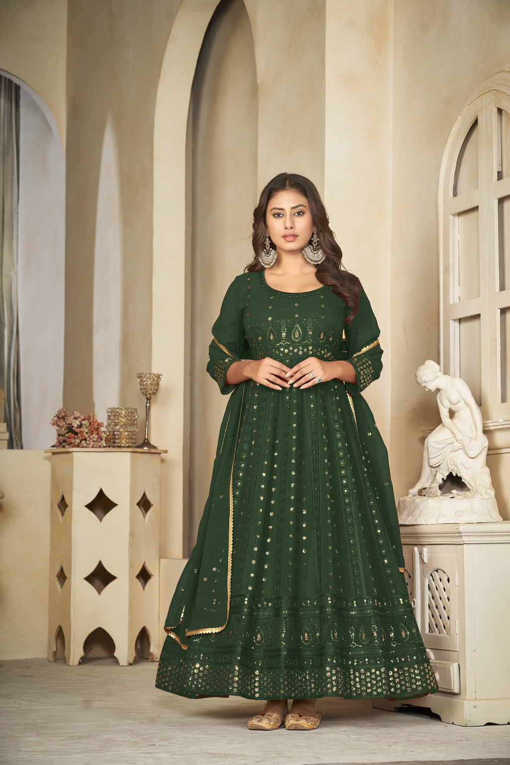 Green Georgette Anarkali Suit