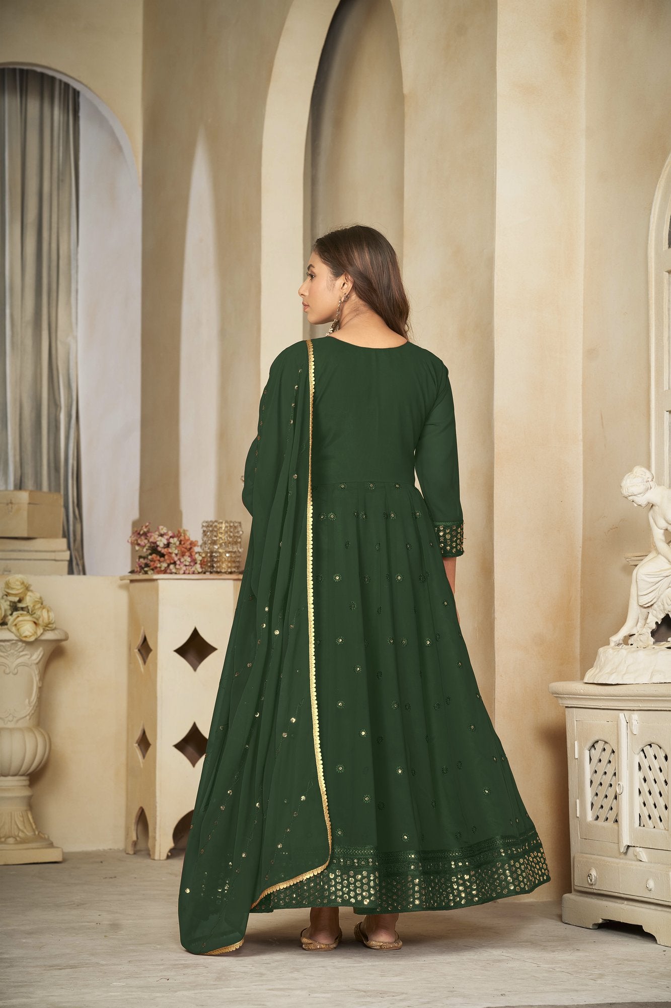 Green Georgette Anarkali Suit