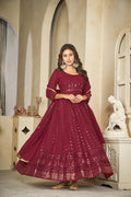 Maroon Georgette Anarkali Suit