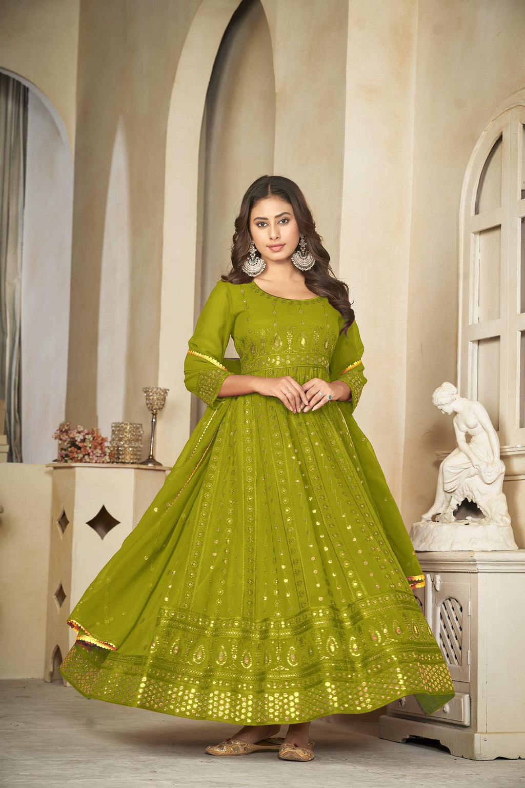 Light Green Georgette Anarkali Suit