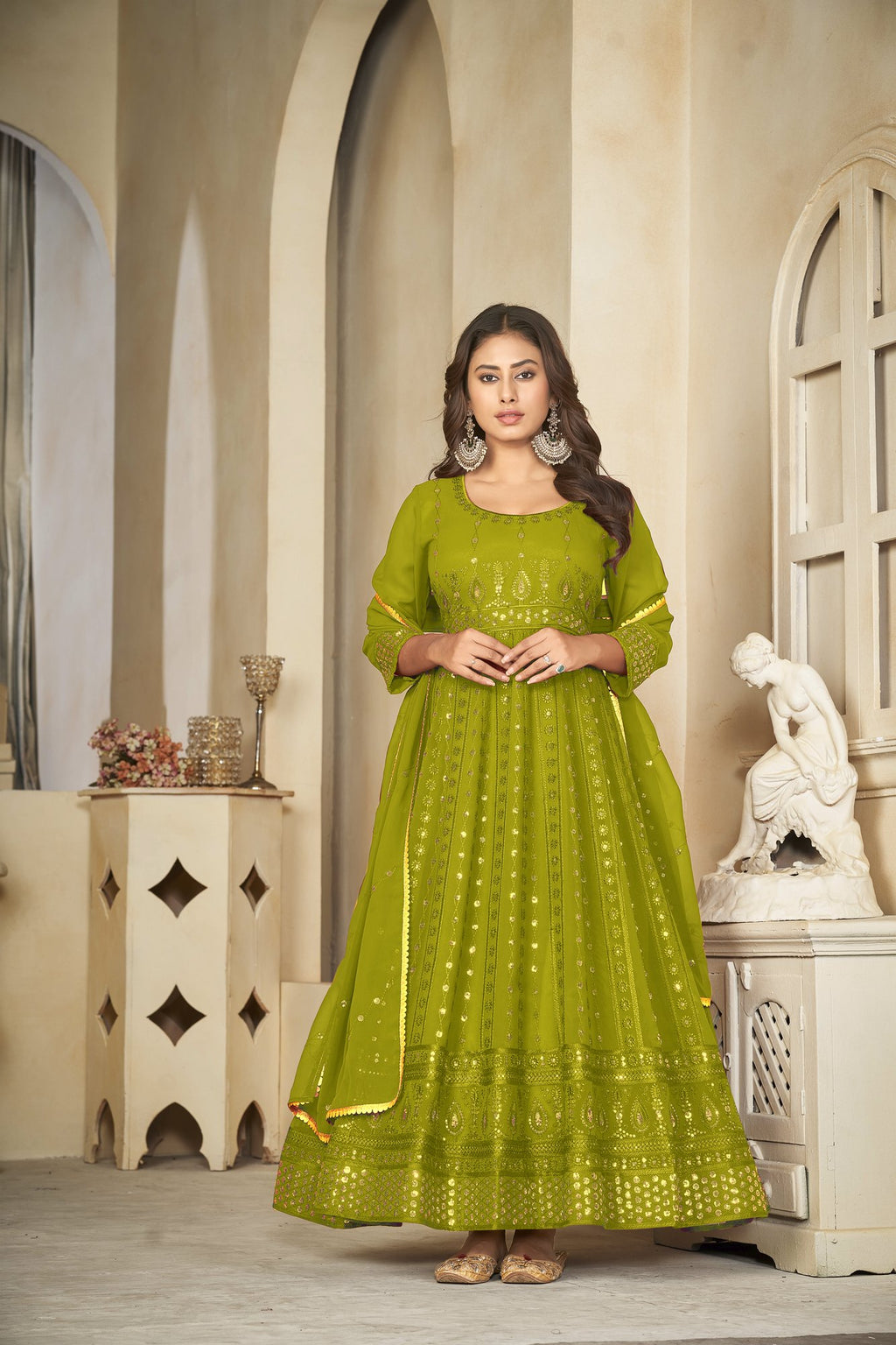 Light Green Georgette Anarkali Suit
