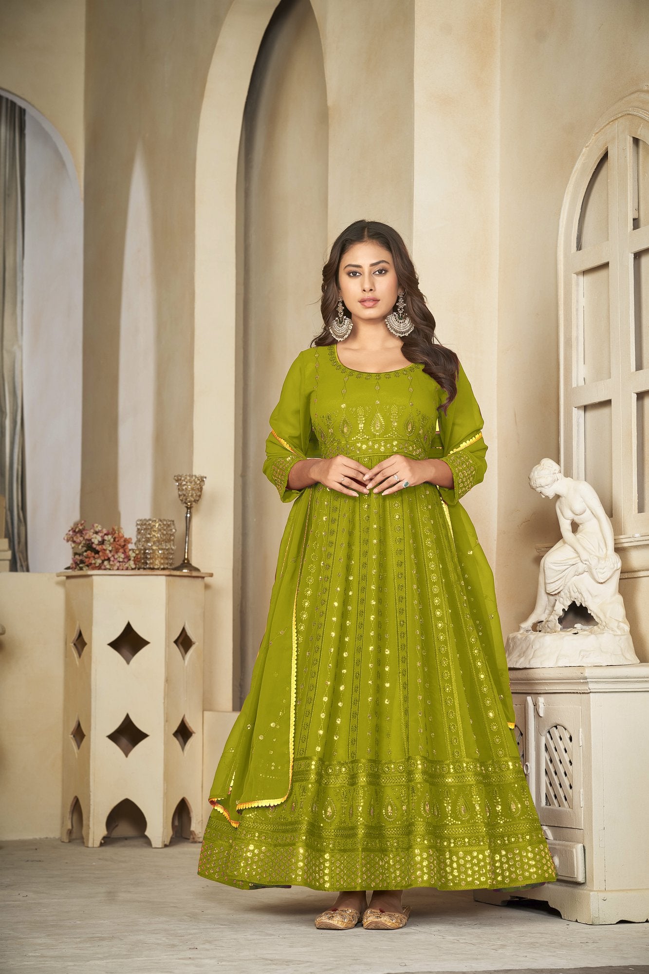 Light Green Georgette Anarkali Suit