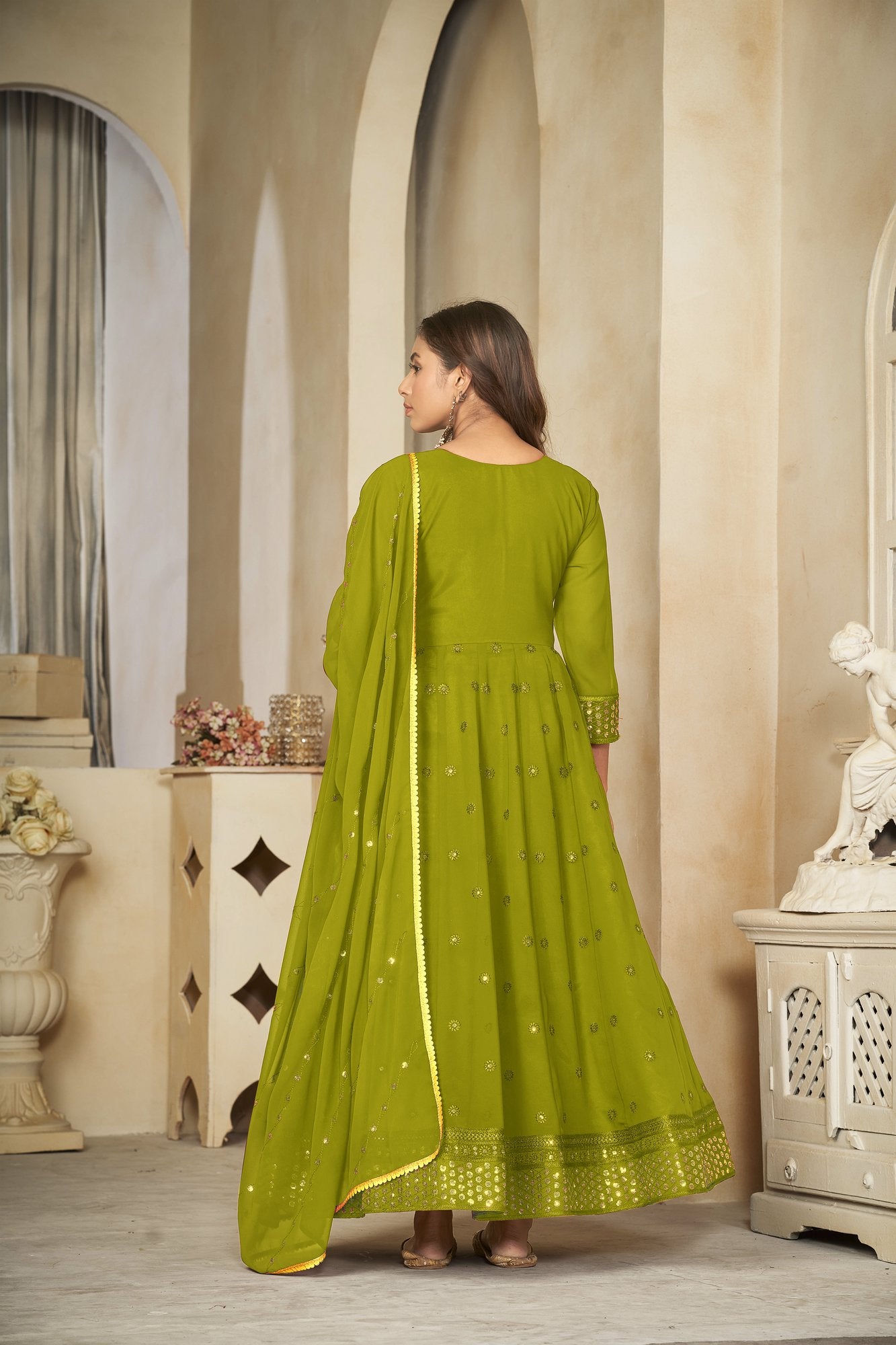 Light Green Georgette Anarkali Suit