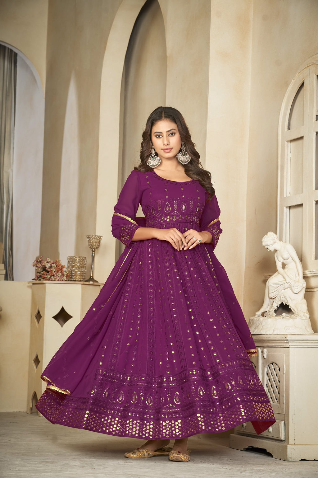 Purple Georgette Anarkali Suit