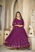 Purple Georgette Anarkali Suit