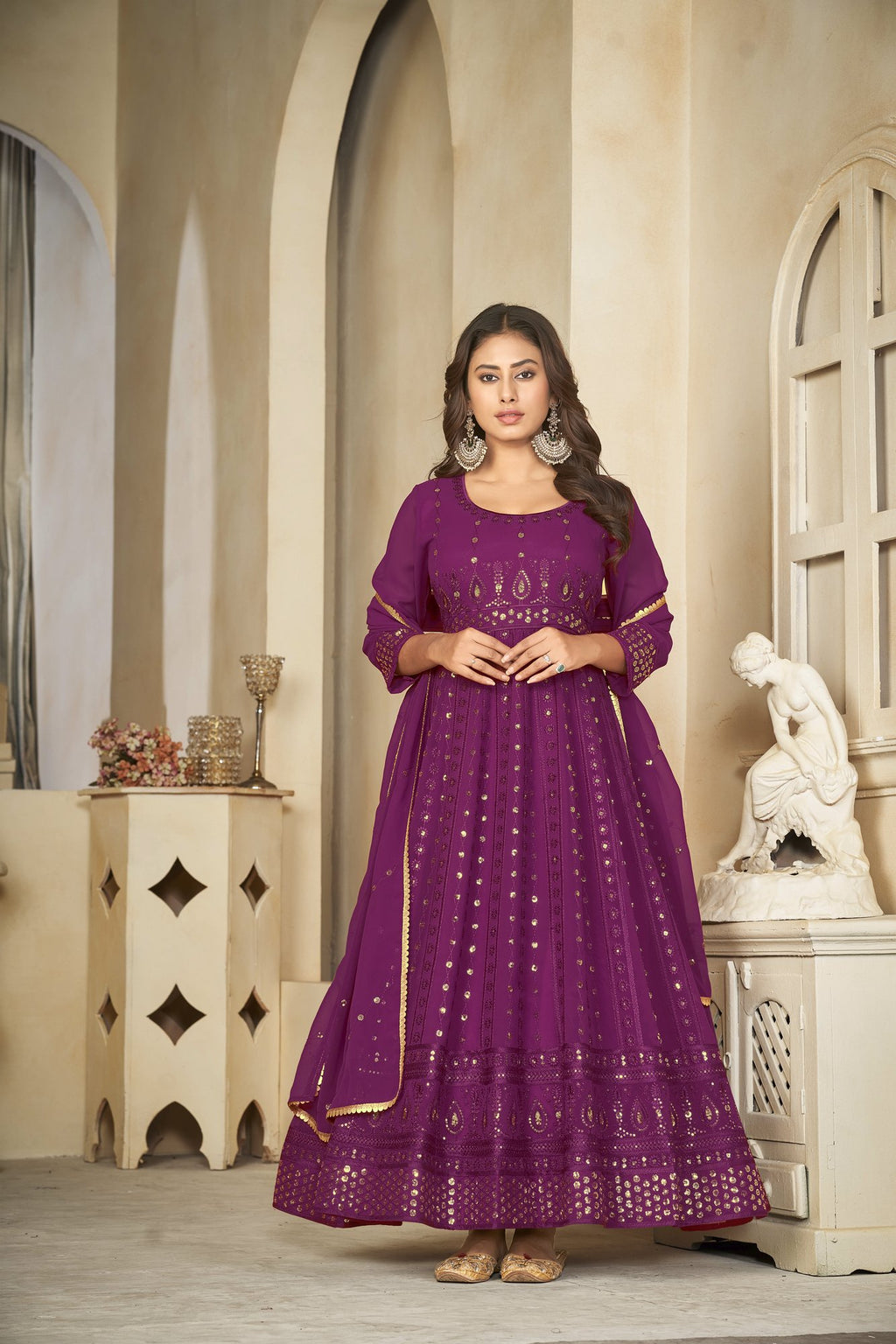 Purple Georgette Anarkali Suit