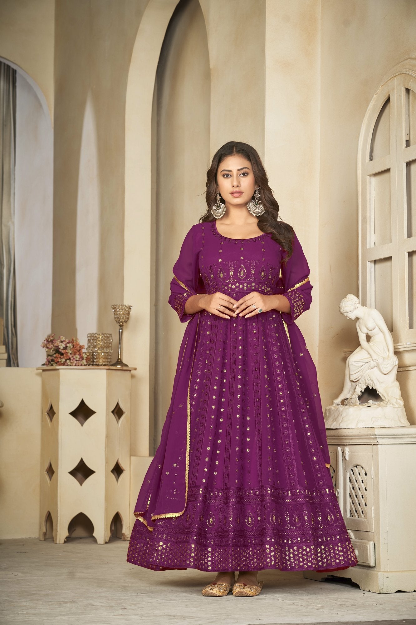 Purple Georgette Anarkali Suit