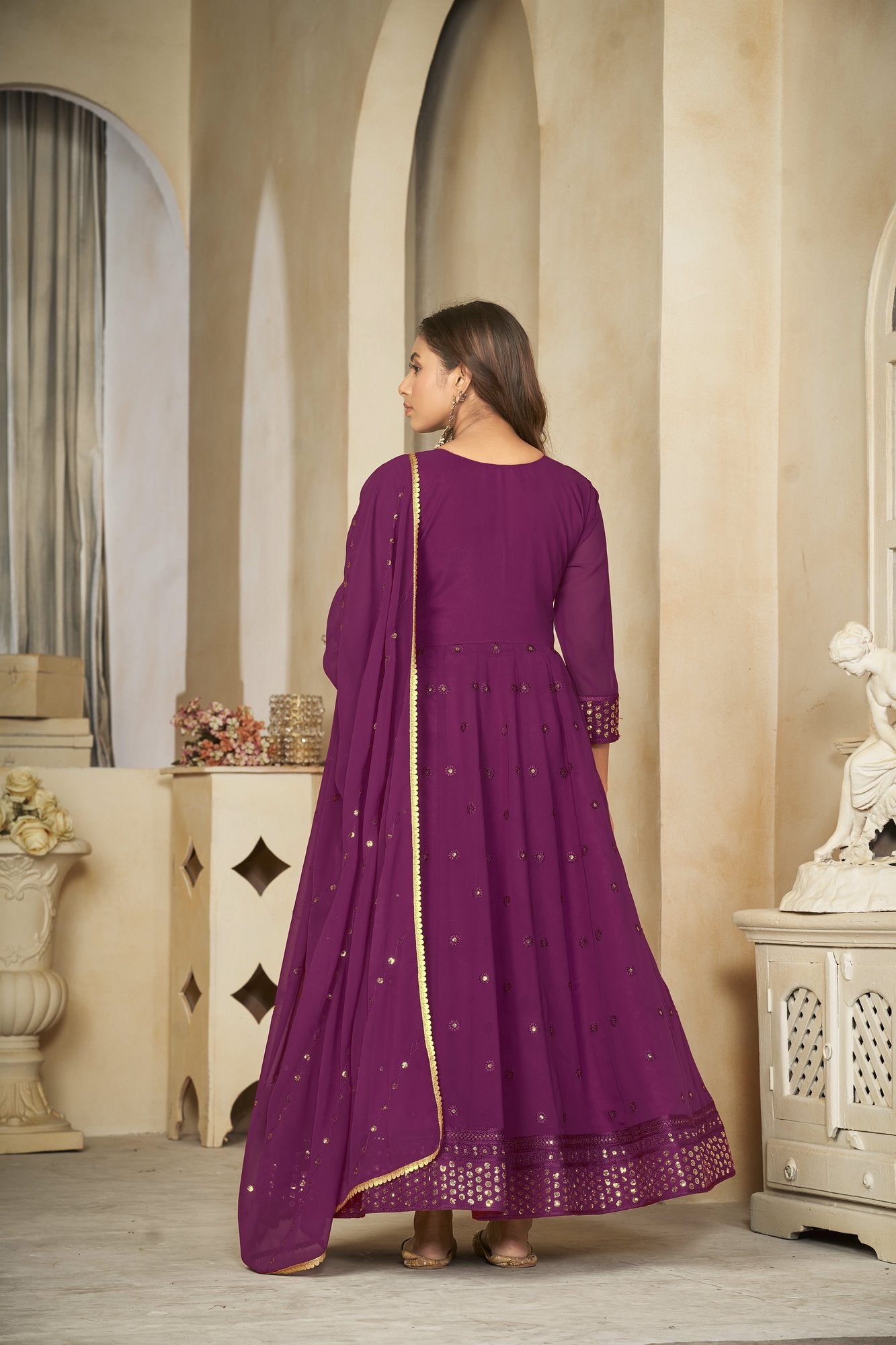 Purple Georgette Anarkali Suit