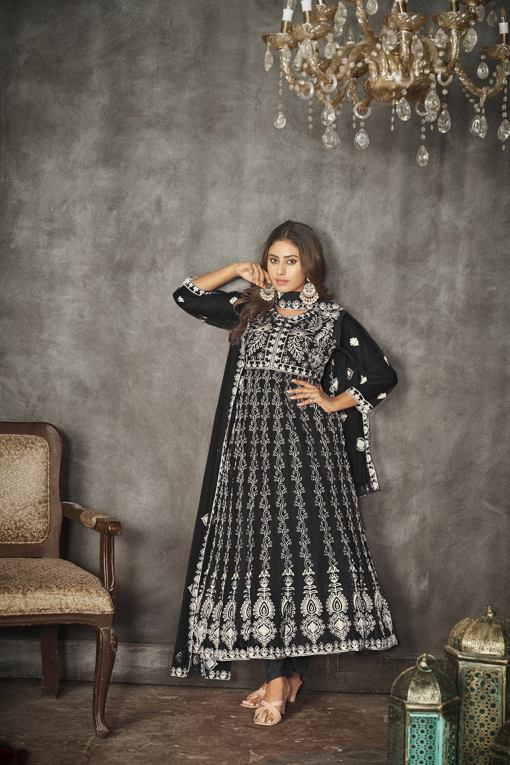 Black Net Anarkali Suit