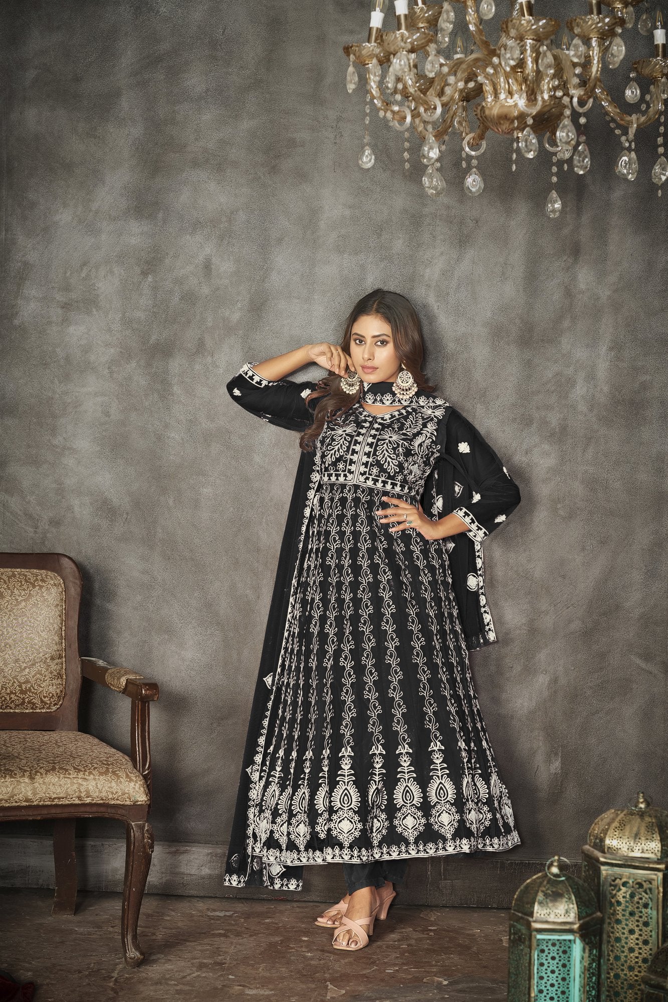 Black Net Anarkali Suit