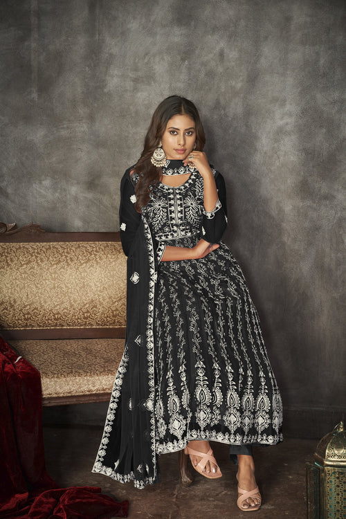 Black Net Anarkali Suit
