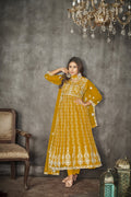 Yellow Net Anarkali Suit