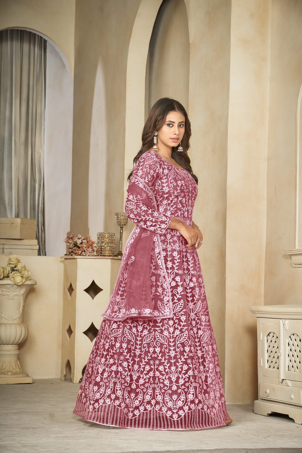 Gajari Net Anarkali Suit