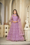 Light Purple Net Anarkali Suit