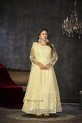 Lightyellow Net Anarkali Suit