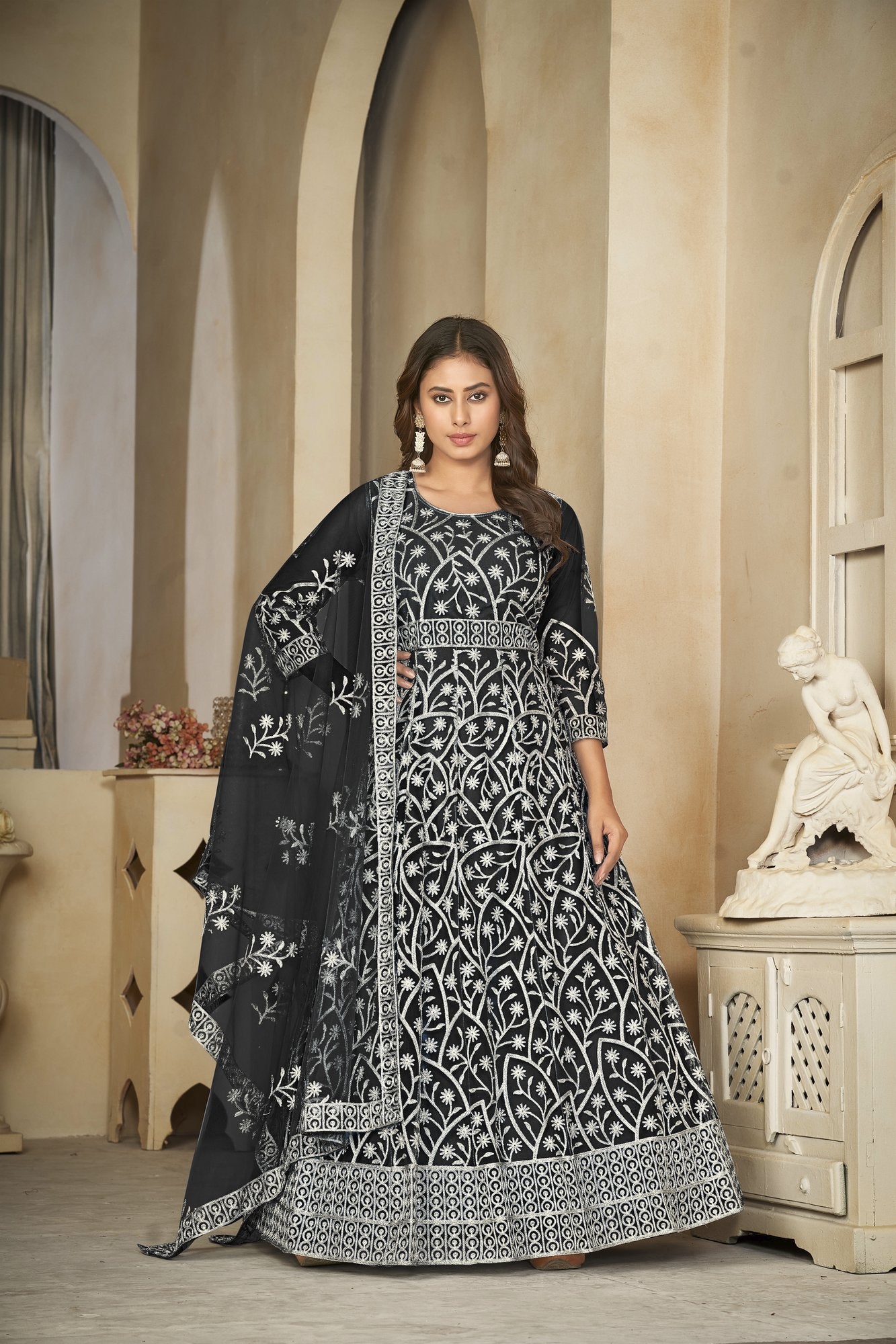 Black Net Anarkali Suit