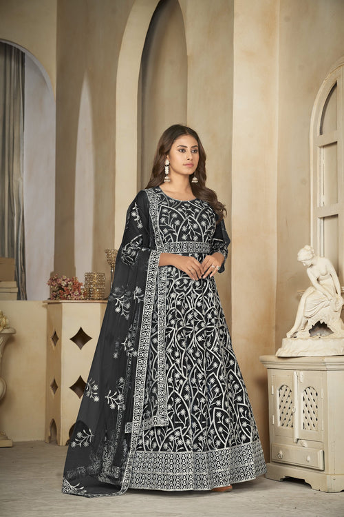 Black Net Anarkali Suit