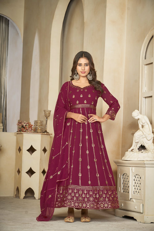 Dark Pink Georgette Anarkali Suit