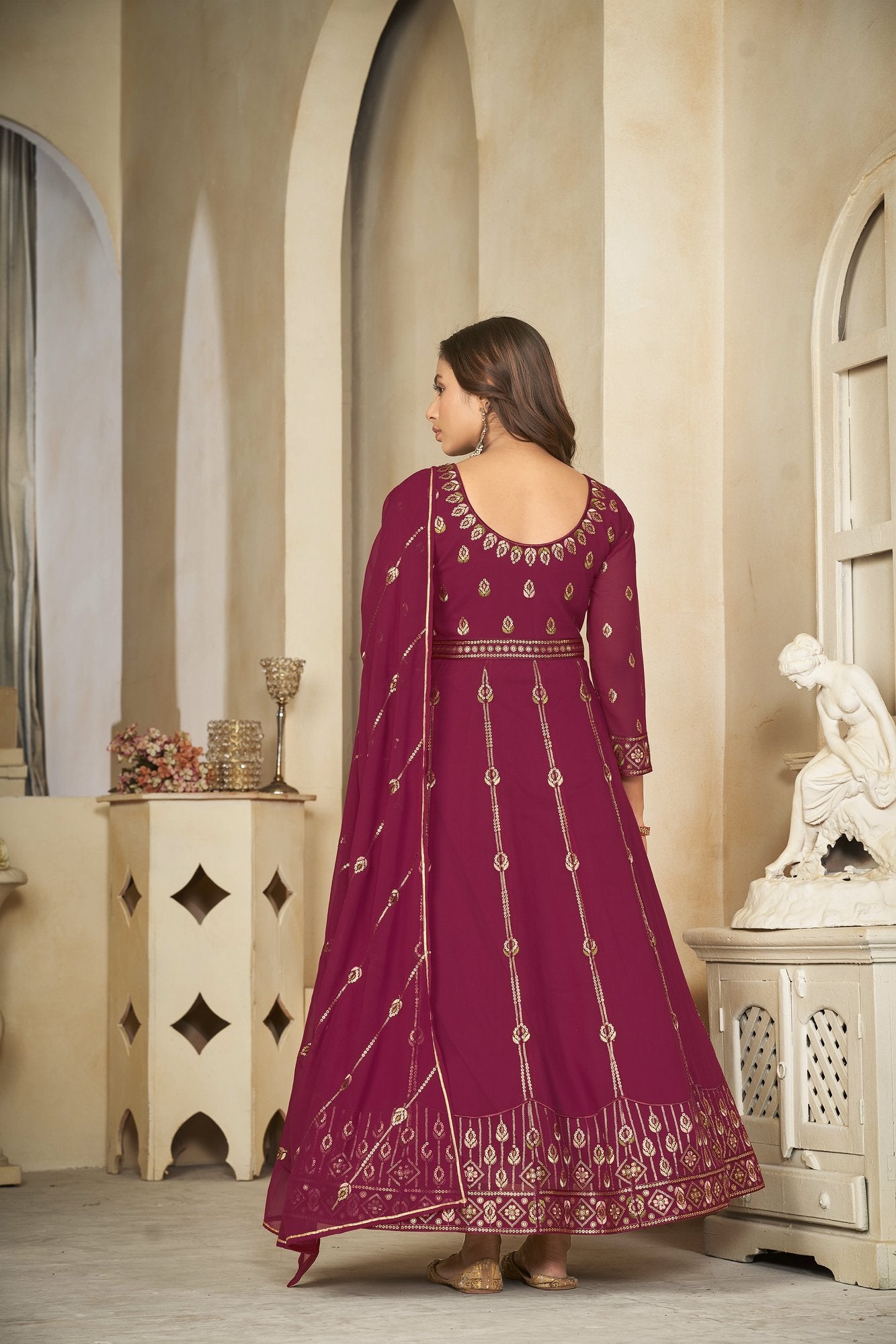 Dark Pink Georgette Anarkali Suit