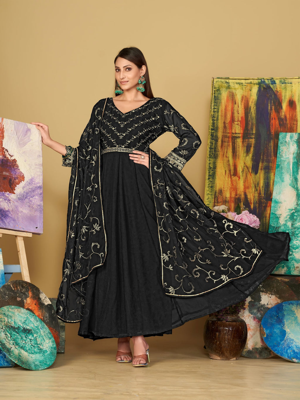 Black Georgette Anarkali Suit