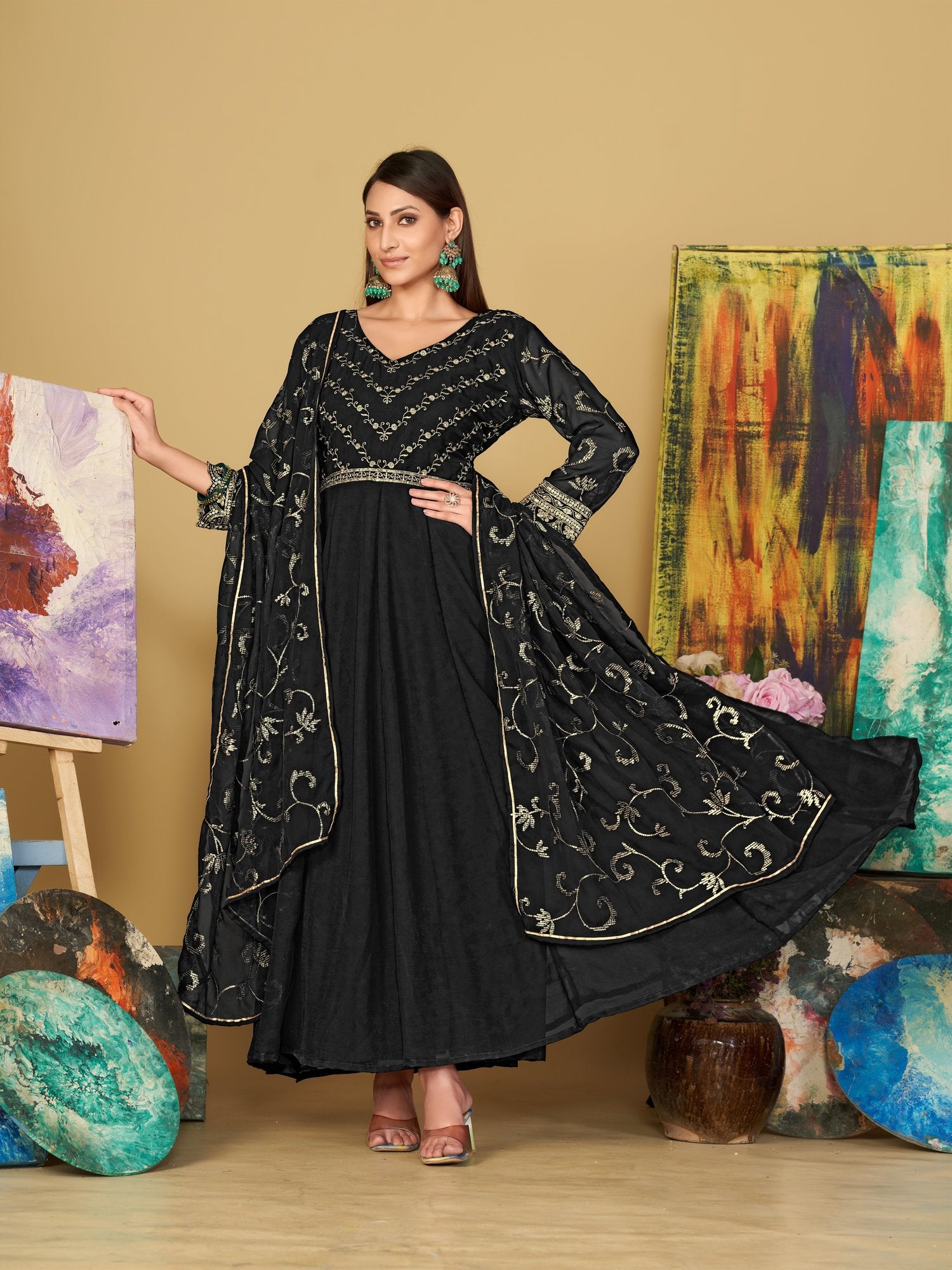 Black Georgette Anarkali Suit
