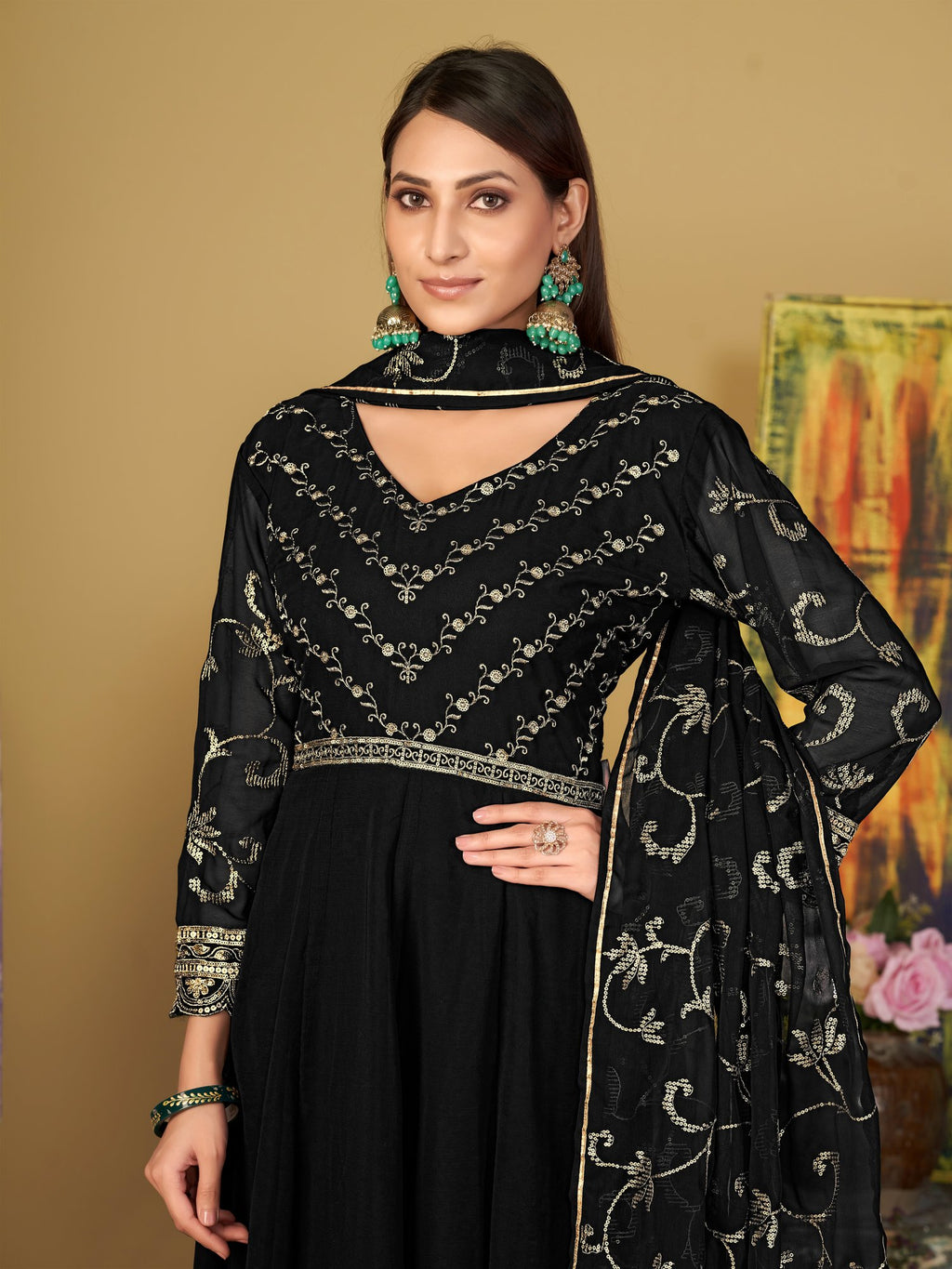 Black Georgette Anarkali Suit
