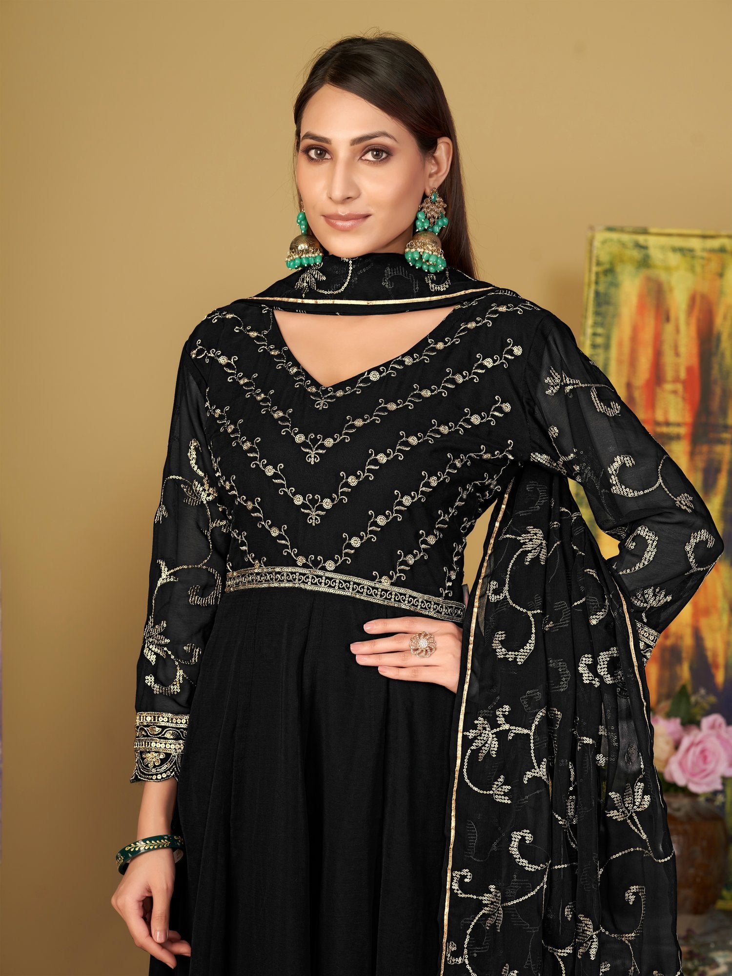 Black Georgette Anarkali Suit