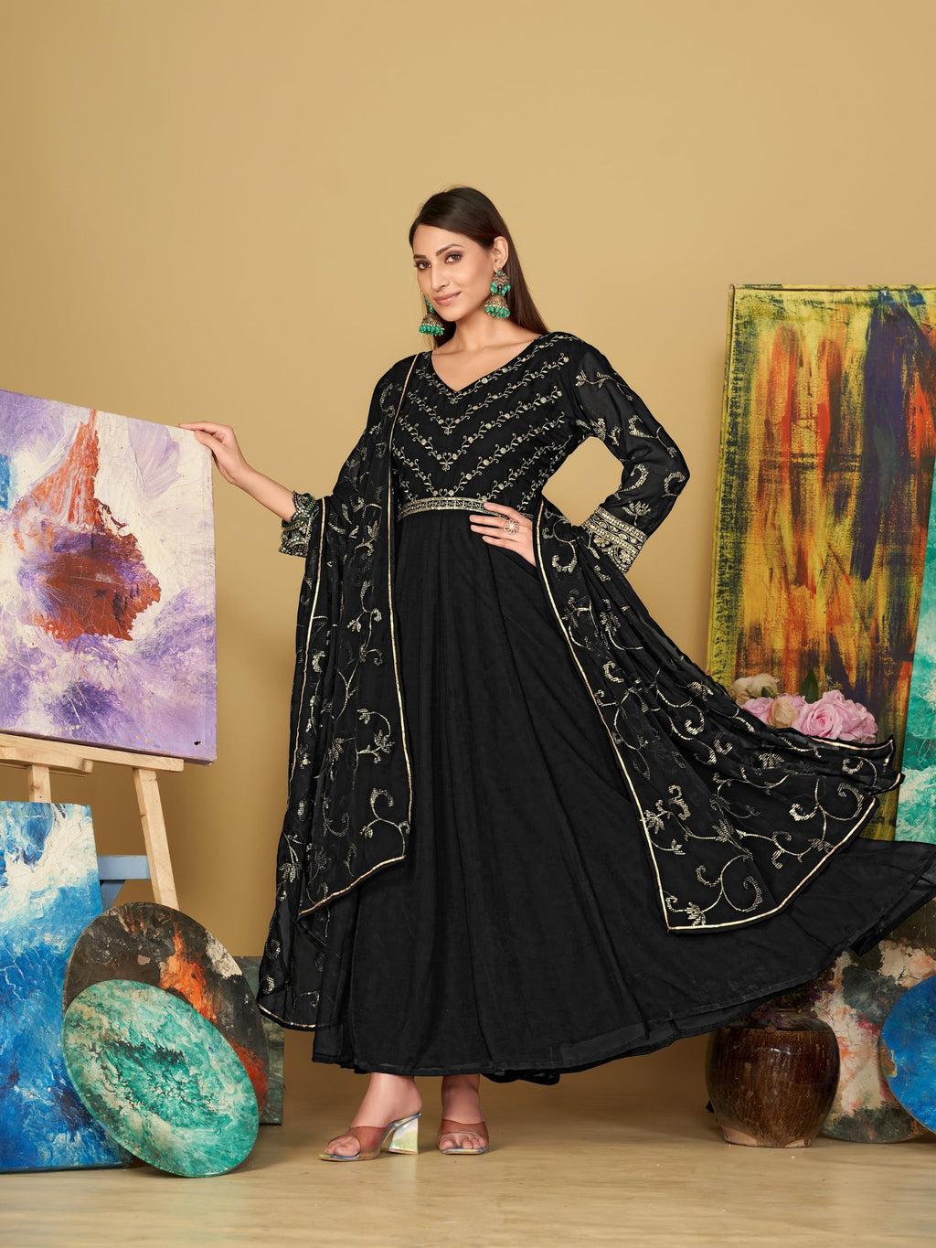 Black Georgette Anarkali Suit