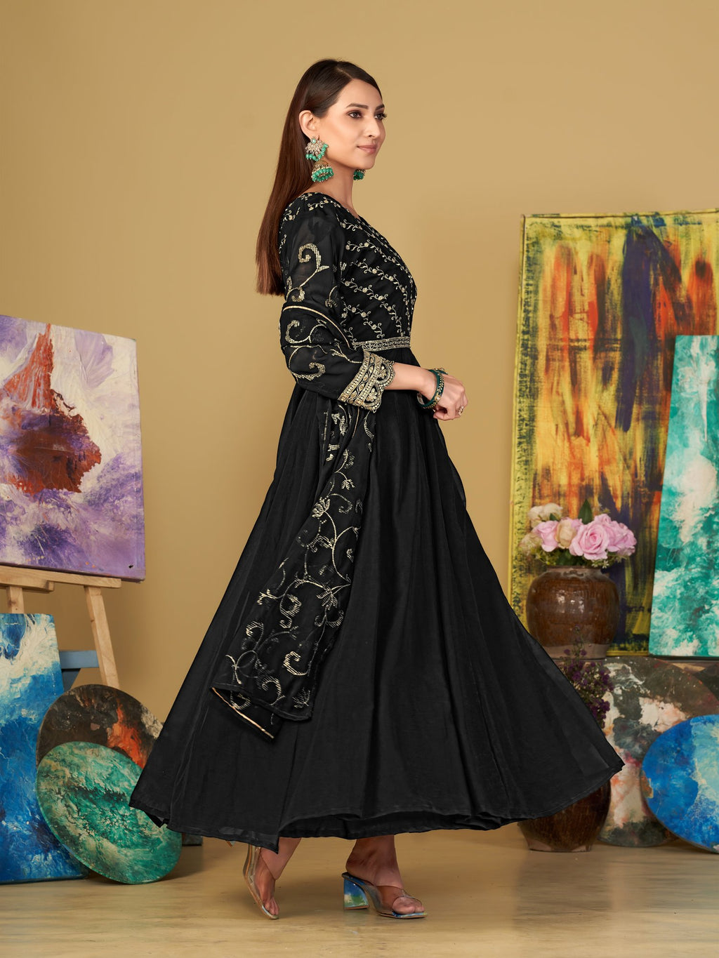 Black Georgette Anarkali Suit