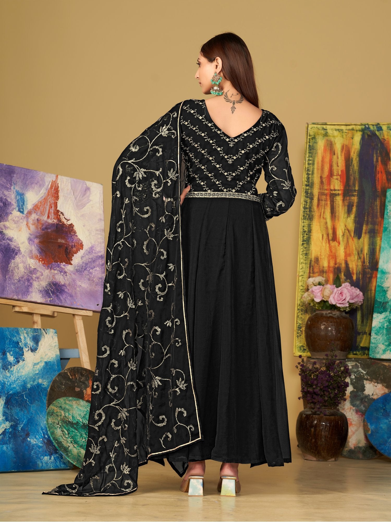 Black Georgette Anarkali Suit