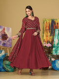 Maroon Georgette Anarkali Suit