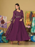 Purple Georgette Anarkali Suit