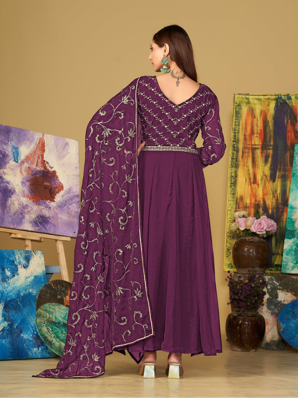 Purple Georgette Anarkali Suit