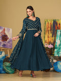 Turquoise Blue Georgette Anarkali Suit