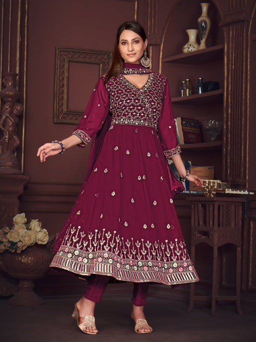 Dark Pink Georgette Anarkali Suit