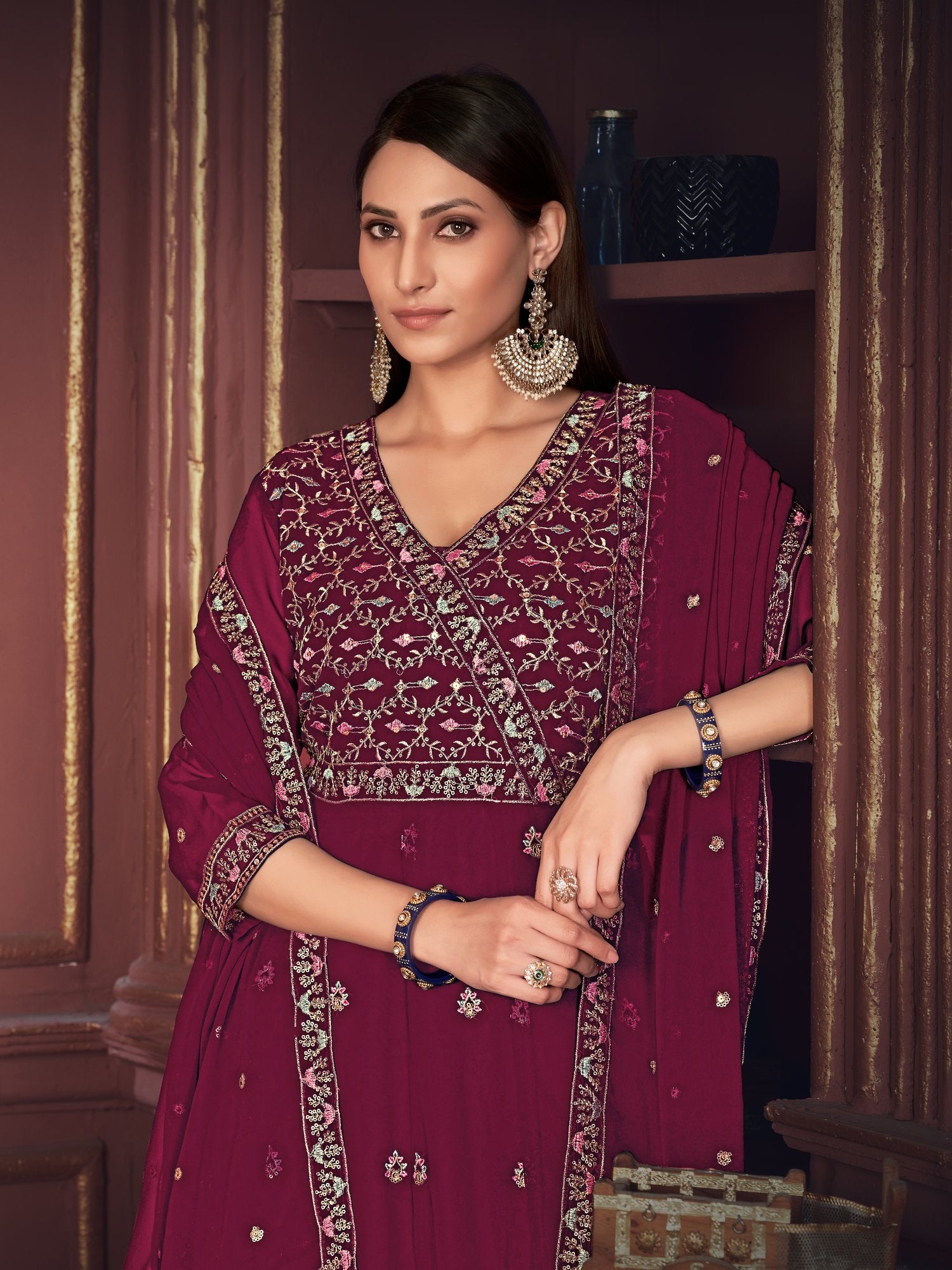 Dark Pink Georgette Anarkali Suit