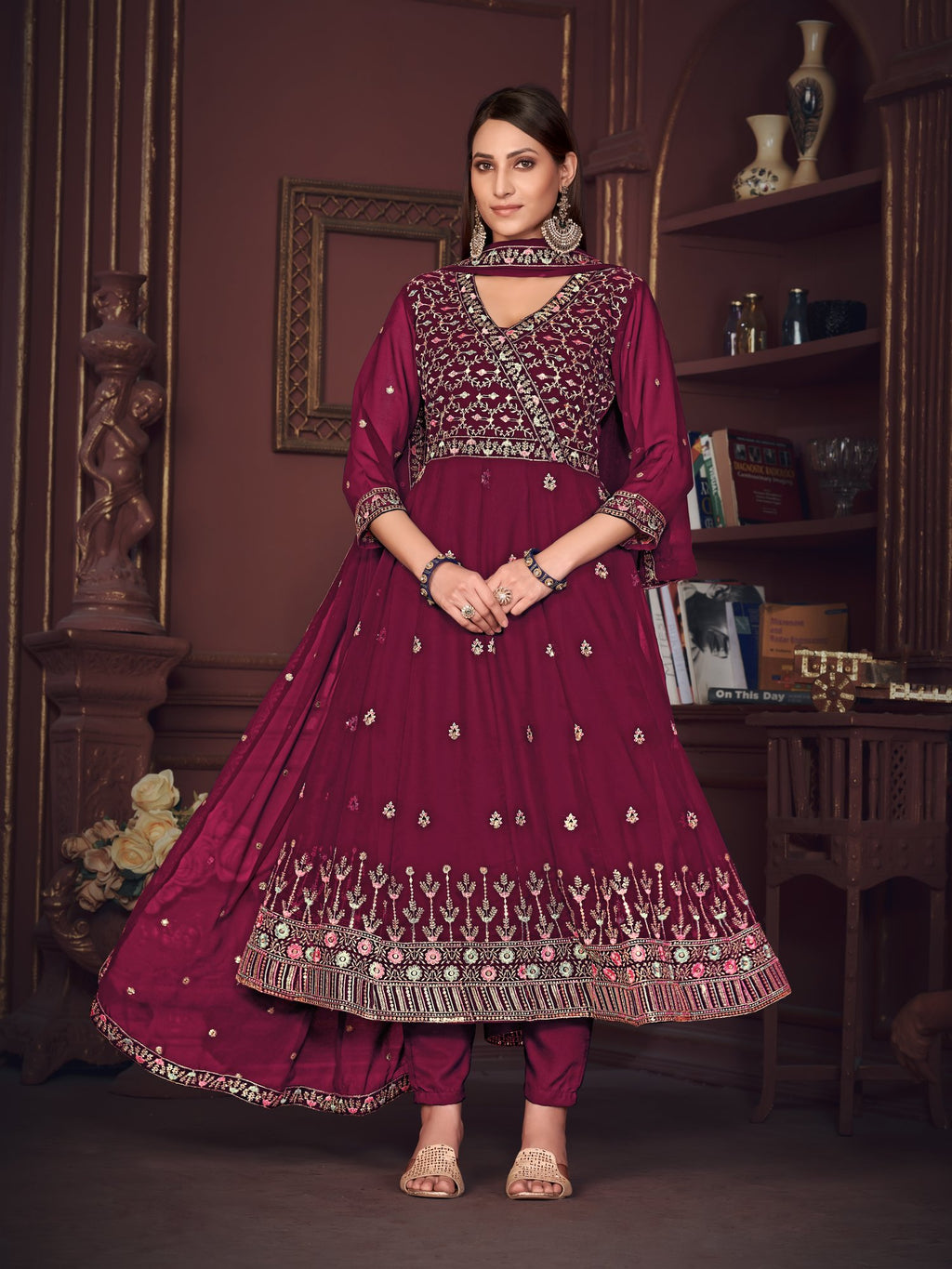 Dark Pink Georgette Anarkali Suit