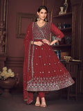 Maroon Georgette Anarkali Suit