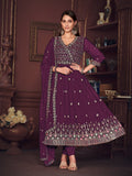 Purple Georgette Anarkali Suit