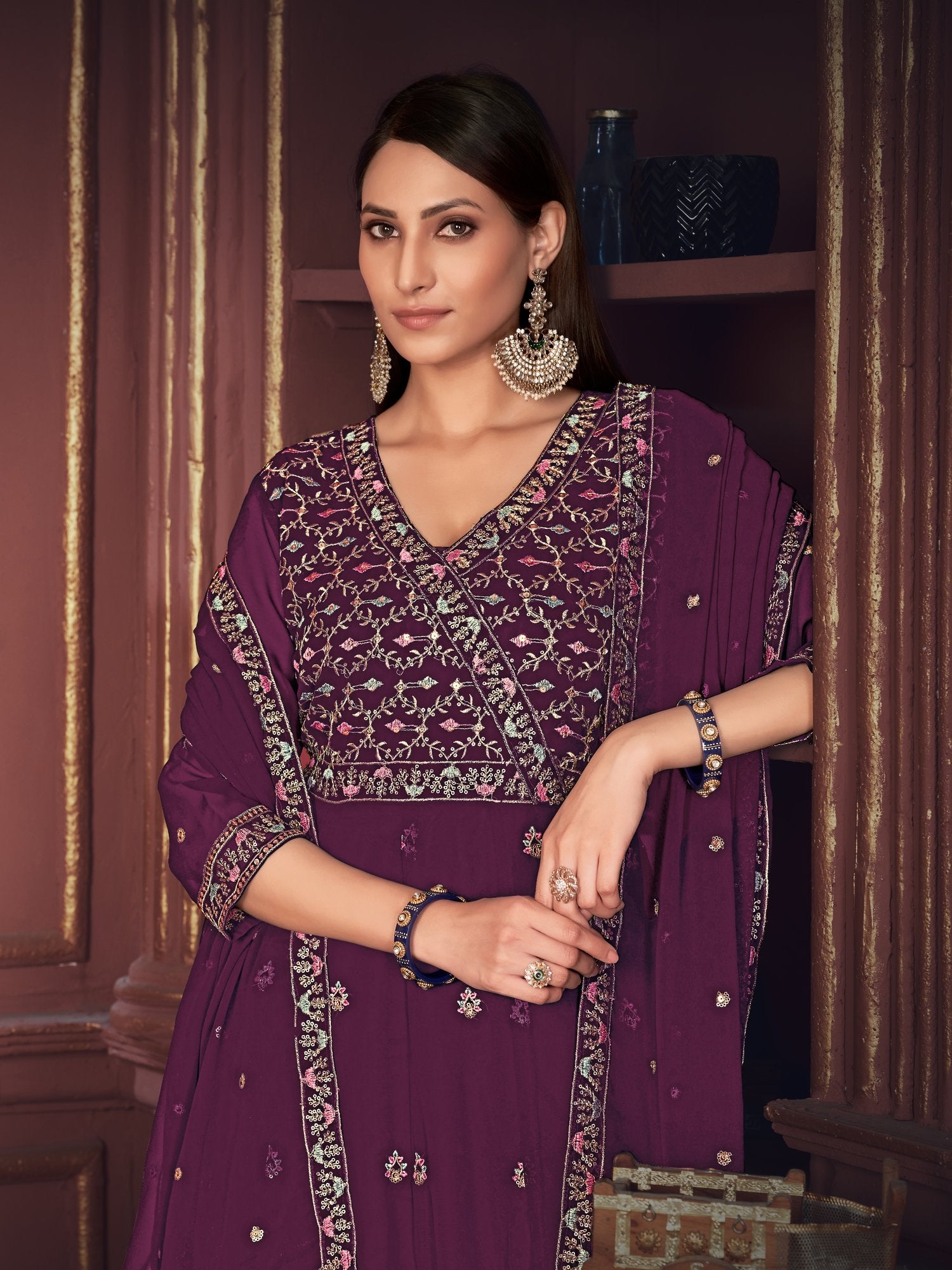 Purple Georgette Anarkali Suit