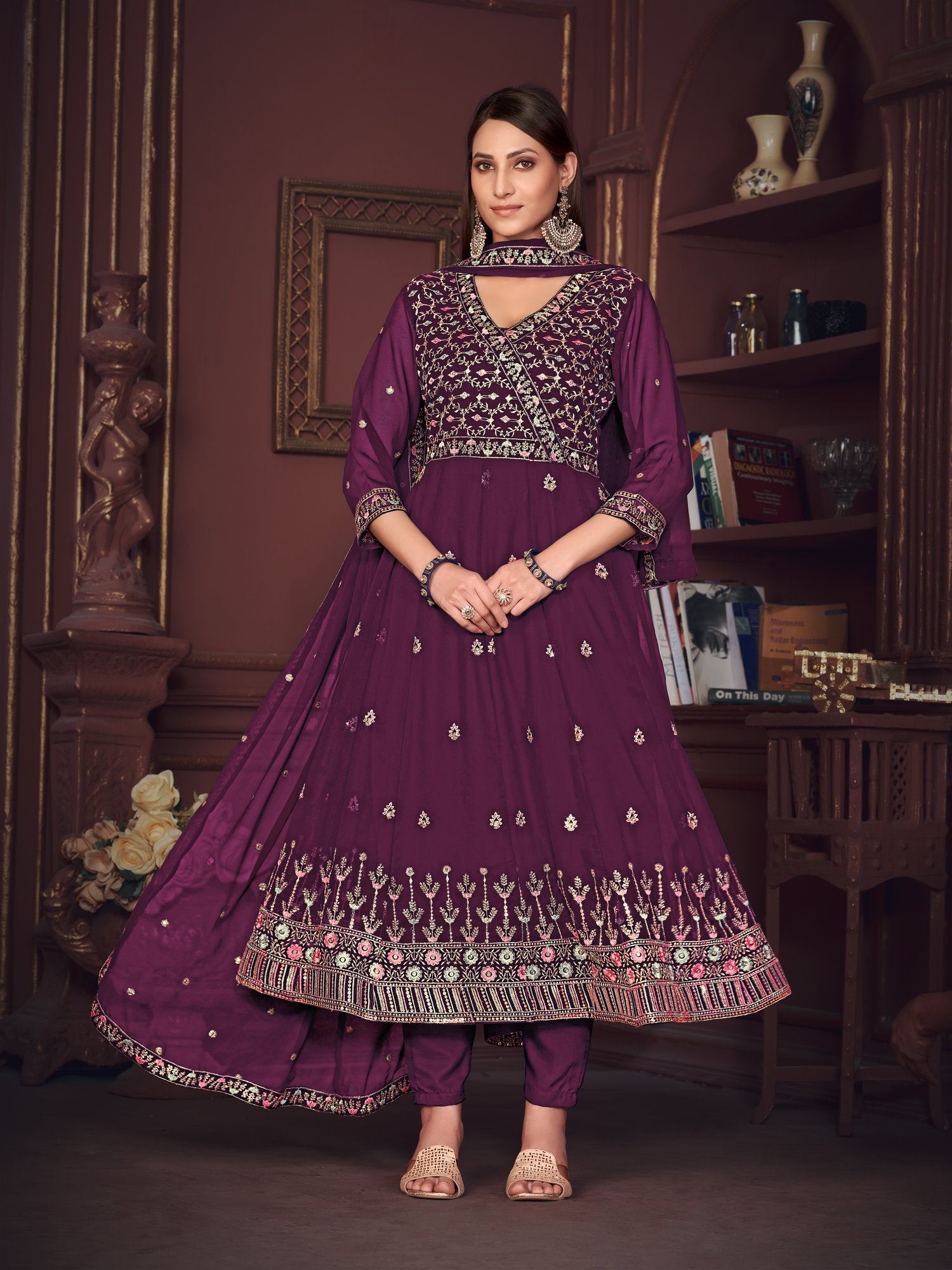 Purple Georgette Anarkali Suit
