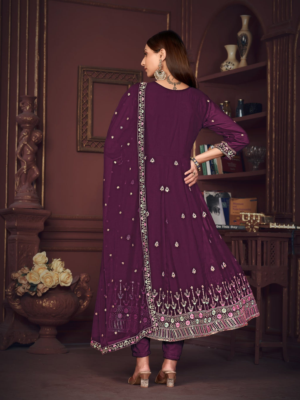 Purple Georgette Anarkali Suit