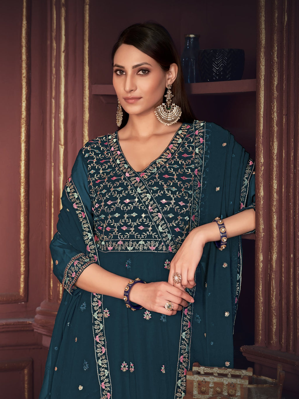 Turquoise Blue Georgette Anarkali Suit