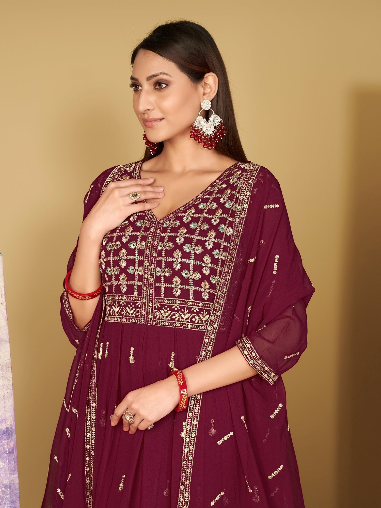 Pink Georgette Anarkali Suit