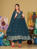 Turquoise Blue Georgette Anarkali Suit