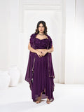 Elegant Purple Sequin Embroidered Festive & Party Wear Semi-Stitched Georgette Lehenga Choli with Ruffle Dupatta
